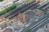Aerial photo of railway station in Gdansk