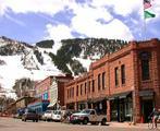 Aspen, Colorado, USA - Aspen, Colorado southward along Galena Street, showing Aspen Mountain in the background